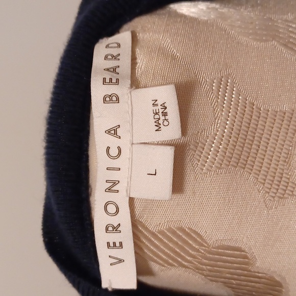 Veronica Beard Alder Mixed Media Merino Wool Navy Blue Sweater, size LG. Rare - Picture 6 of 6